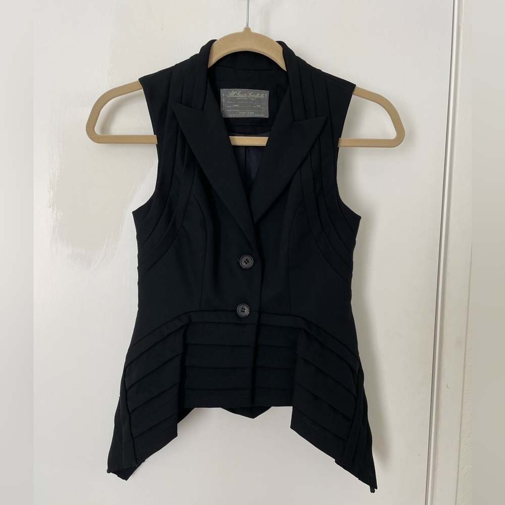 ALLSAINTS Wool Waistcoat Asymetrical Sleeveless Vest Top US2/UK6